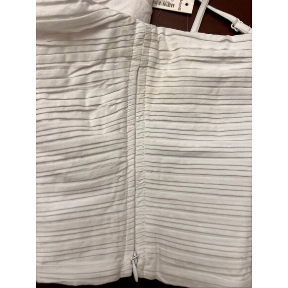 NWT Madewell Women's Poplin Pleated Smocked Crop Tube Top Eyelet White Sz: 12 - Picture 3 of 7